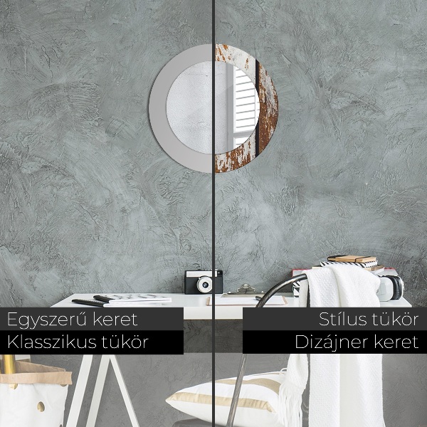 Vintage tmavé drevo Okrúhle dekoračné zrkadlo