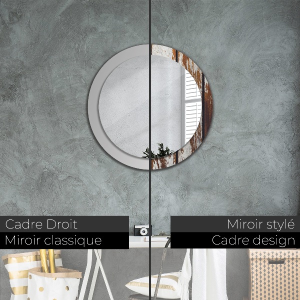 Vintage tmavé drevo Okrúhle dekoračné zrkadlo