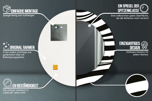 Abstraktná vlna Okrúhle dekoračné zrkadlo na stenu