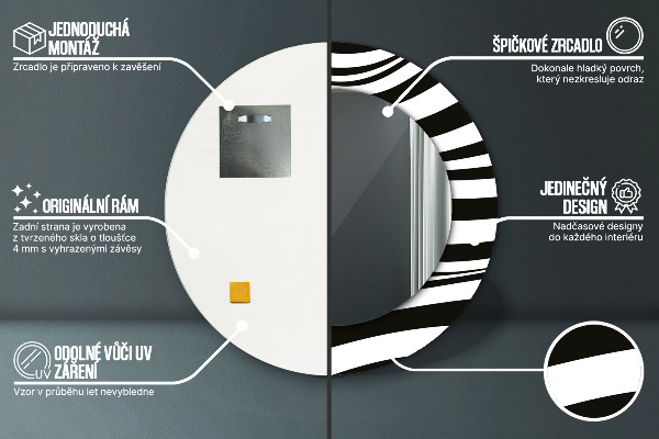 Abstraktná vlna Okrúhle dekoračné zrkadlo na stenu