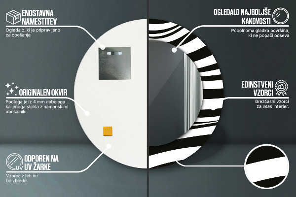 Abstraktná vlna Okrúhle dekoračné zrkadlo na stenu