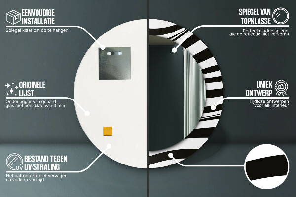 Abstraktná vlna Okrúhle dekoračné zrkadlo na stenu