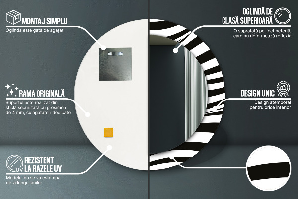 Abstraktná vlna Okrúhle dekoračné zrkadlo na stenu
