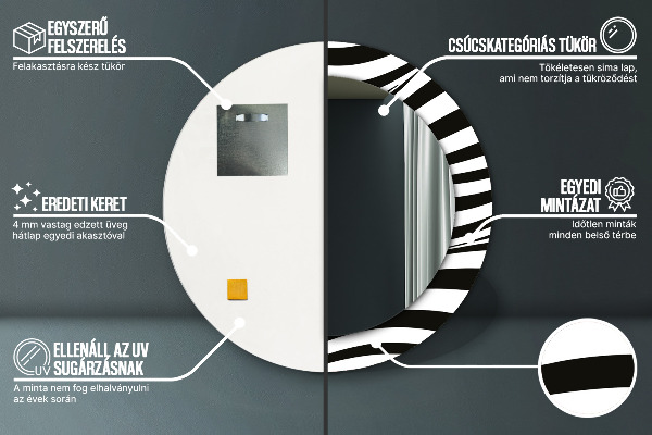 Abstraktná vlna Okrúhle dekoračné zrkadlo na stenu