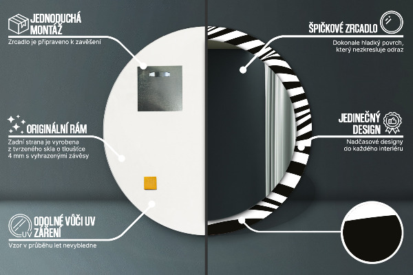 Abstraktná vlna Okrúhle dekoračné zrkadlo na stenu