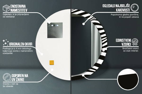 Abstraktná vlna Okrúhle dekoračné zrkadlo na stenu