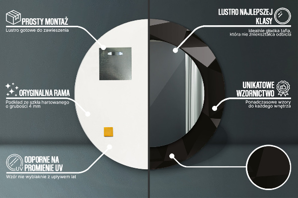 Abstraktný čierny Okrúhle zrkadlo s motívom