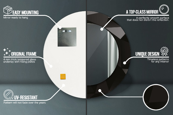 Abstraktný čierny Okrúhle zrkadlo s motívom