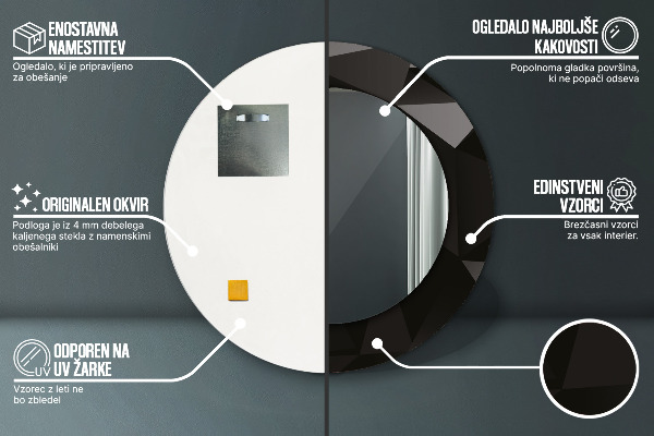 Abstraktný čierny Okrúhle zrkadlo s motívom