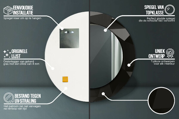 Abstraktný čierny Okrúhle zrkadlo s motívom