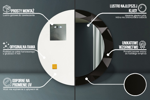 Abstraktný čierny Okrúhle zrkadlo s motívom