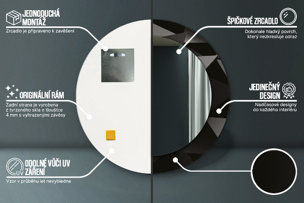 Abstraktný čierny Okrúhle zrkadlo s motívom