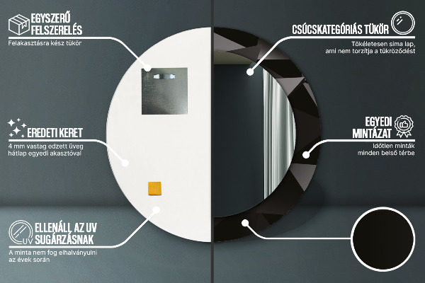 Abstraktný čierny Okrúhle zrkadlo s motívom