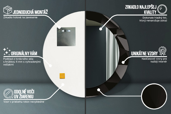 Abstraktný čierny Okrúhle zrkadlo s motívom