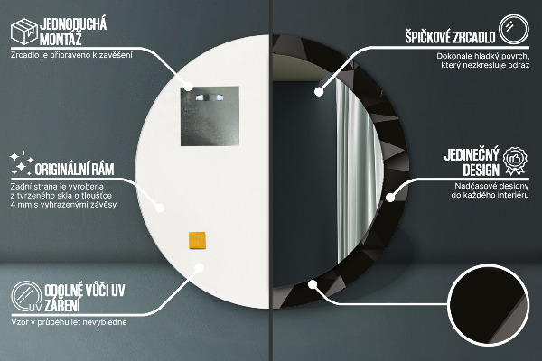 Abstraktný čierny Okrúhle zrkadlo s motívom