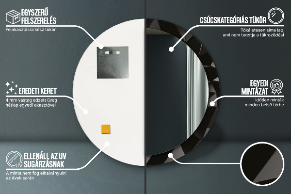 Abstraktný čierny Okrúhle zrkadlo s motívom