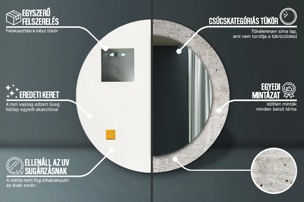 Betón Okrúhle zrkadlo s motívom