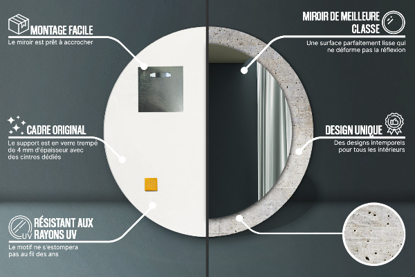 Betón Okrúhle zrkadlo s motívom