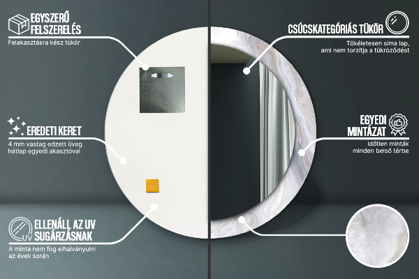 Abstraktný mramor Okrúhle zrkadlo s motívom