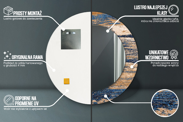 Abstraktné drevo Okrúhle zrkadlo s motívom