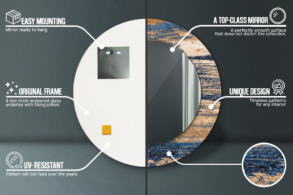 Abstraktné drevo Okrúhle zrkadlo s motívom