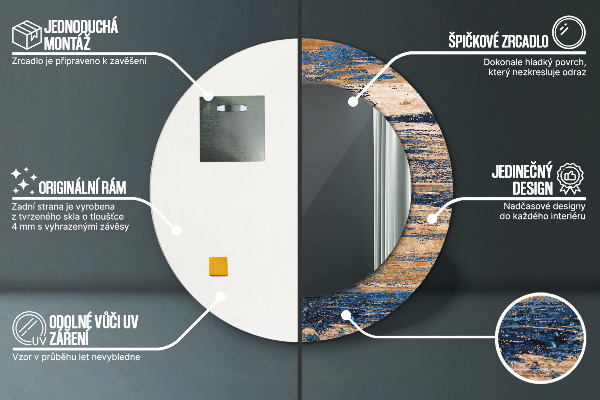 Abstraktné drevo Okrúhle zrkadlo s motívom