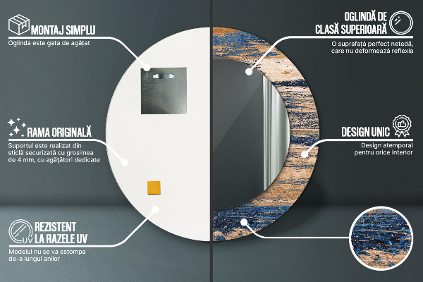 Abstraktné drevo Okrúhle zrkadlo s motívom