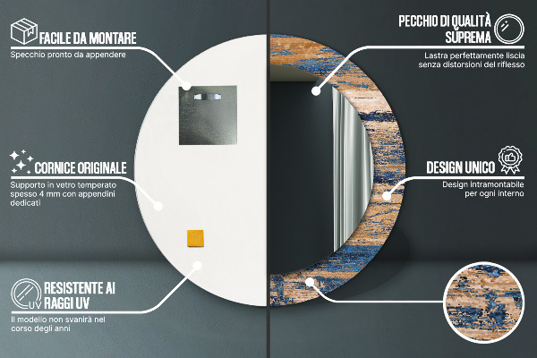 Abstraktné drevo Okrúhle zrkadlo s motívom