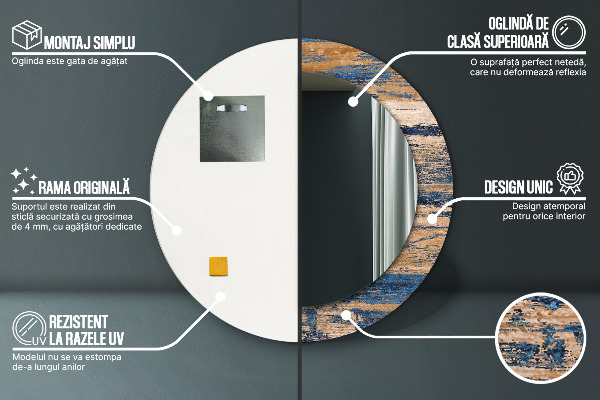 Abstraktné drevo Okrúhle zrkadlo s motívom