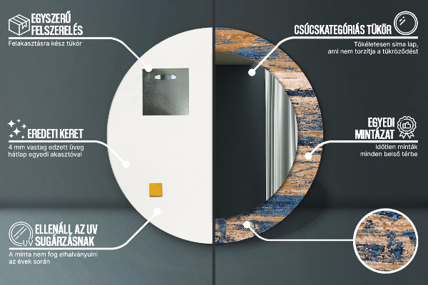 Abstraktné drevo Okrúhle zrkadlo s motívom