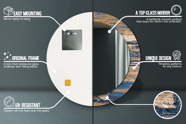 Abstraktné drevo Okrúhle zrkadlo s motívom