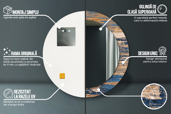 Abstraktné drevo Okrúhle zrkadlo s motívom