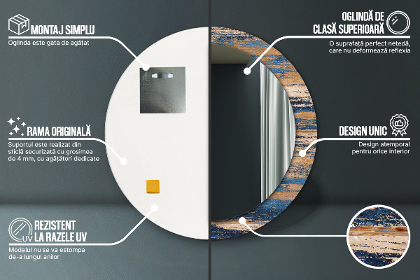 Abstraktné drevo Okrúhle zrkadlo s motívom