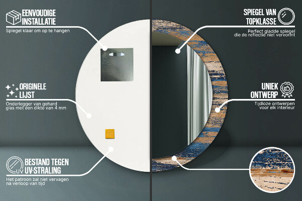 Abstraktné drevo Okrúhle zrkadlo s motívom