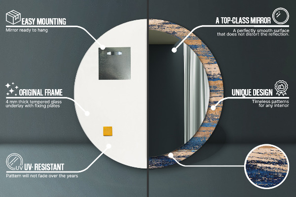 Abstraktné drevo Okrúhle zrkadlo s motívom