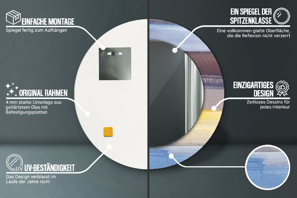Abstraktný obrázok Okrúhle dekoračné zrkadlo na stenu
