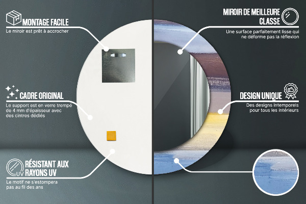 Abstraktný obrázok Okrúhle dekoračné zrkadlo na stenu