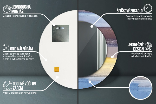 Abstraktný obrázok Okrúhle dekoračné zrkadlo na stenu