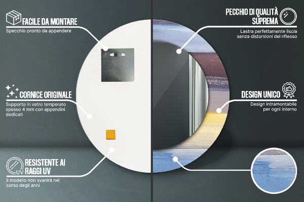 Abstraktný obrázok Okrúhle dekoračné zrkadlo na stenu