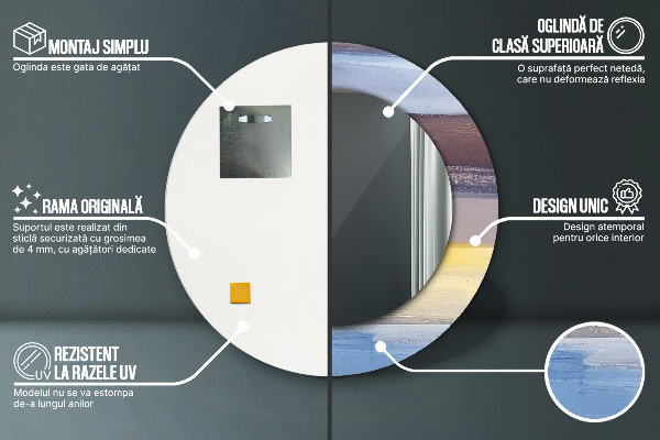 Abstraktný obrázok Okrúhle dekoračné zrkadlo na stenu