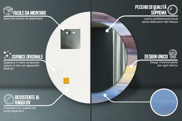 Abstraktný obrázok Okrúhle dekoračné zrkadlo na stenu