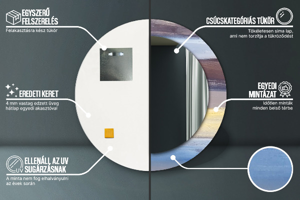 Abstraktný obrázok Okrúhle dekoračné zrkadlo na stenu