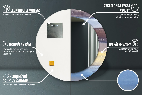 Abstraktný obrázok Okrúhle dekoračné zrkadlo na stenu