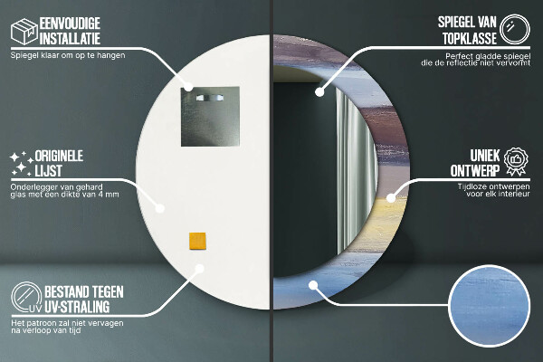 Abstraktný obrázok Okrúhle dekoračné zrkadlo na stenu