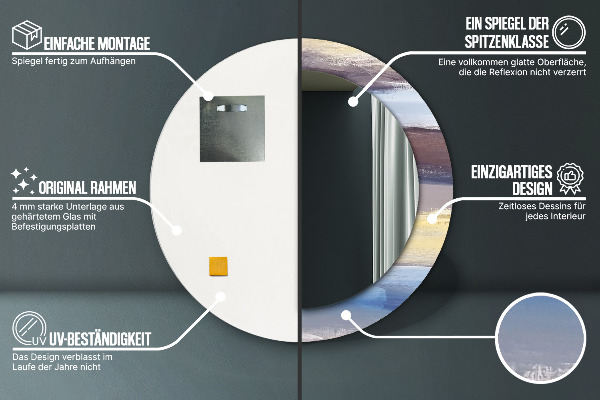 Abstraktný obrázok Okrúhle dekoračné zrkadlo na stenu