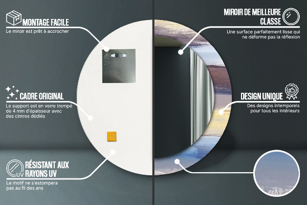 Abstraktný obrázok Okrúhle dekoračné zrkadlo na stenu