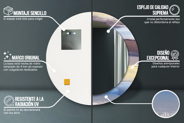 Abstraktný obrázok Okrúhle dekoračné zrkadlo na stenu