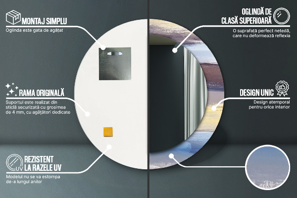 Abstraktný obrázok Okrúhle dekoračné zrkadlo na stenu