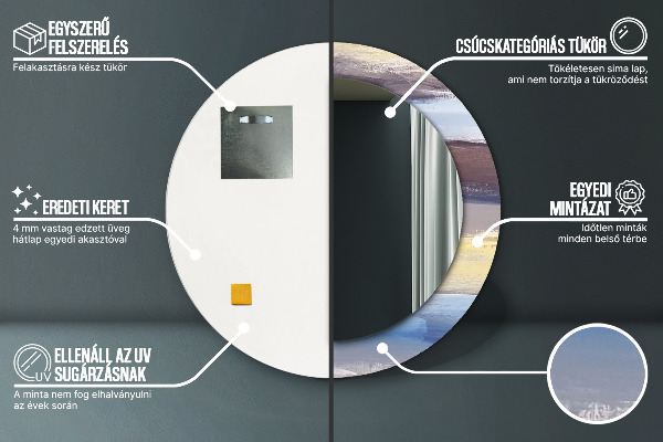 Abstraktný obrázok Okrúhle dekoračné zrkadlo na stenu