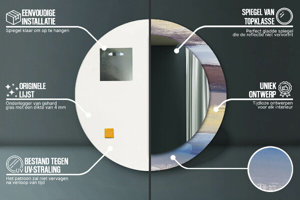 Abstraktný obrázok Okrúhle dekoračné zrkadlo na stenu